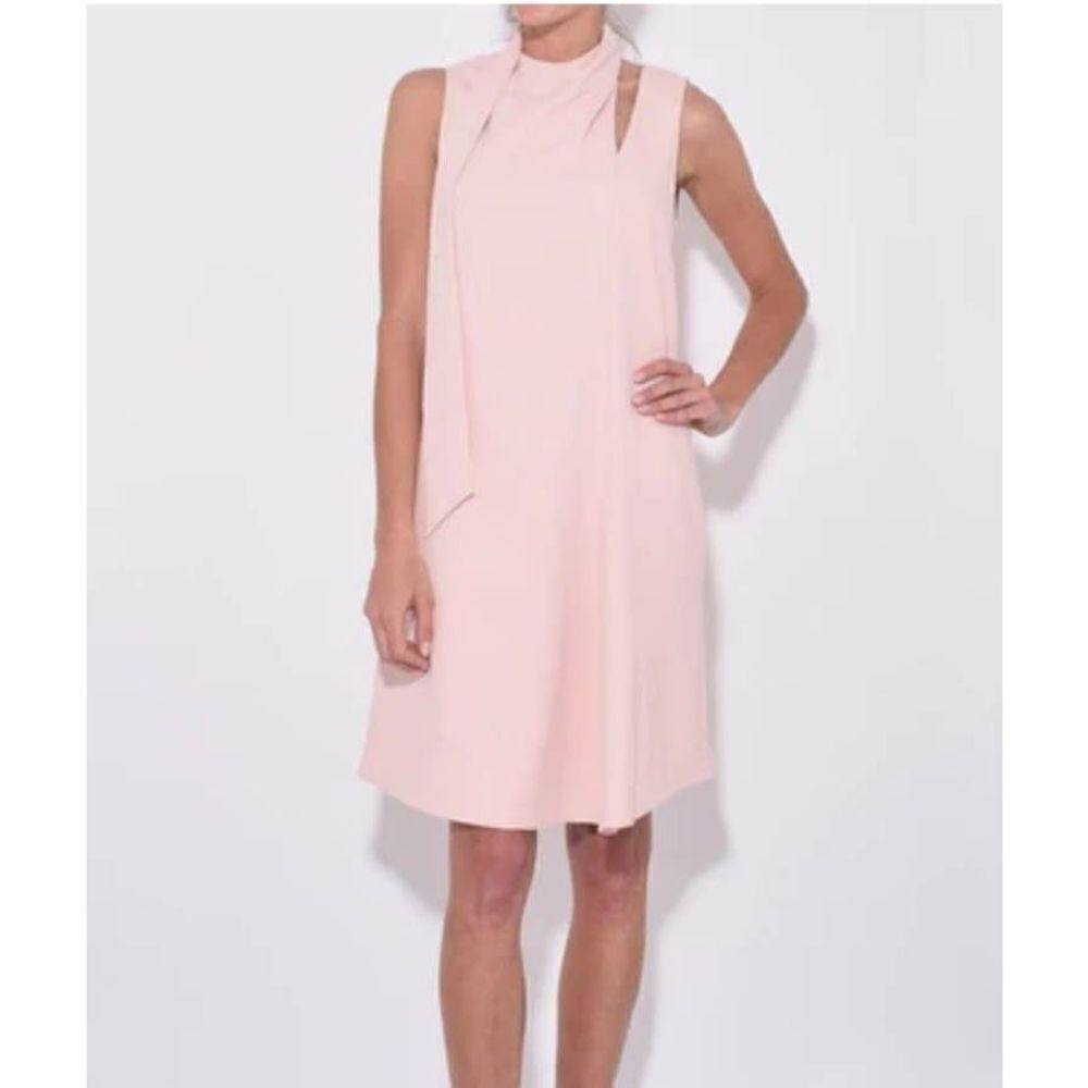 TIBI Chalky Drape Pleat Neck Shift Dress in Blush sz 6